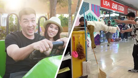 ตั๊ก บริบูรณ์ พาภรรยาลอยตัวกวาดพื้นห้างดัง ทำคนแตกตื่น ถามทำได้ยังไง