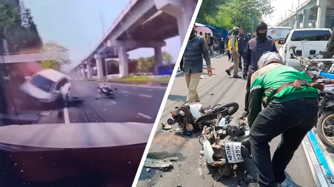 เก๋ง "วีออส" พุ่งกวาดร้านข้าวแกงริมถนนกำแพงเพชร 7 ลูกค้าตาย 1 เจ็บอีก 2