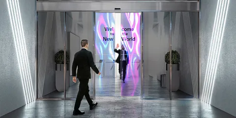 ครั้งแรกของโลกกับเทคโนโลยีสุดล้ำ ประตูบานเลื่อนจอ OLED โปร่งแสง