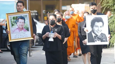 ประมวลภาพงานศพ ไพโรจน์ ใจสิงห์ เพื่อนพี่น้องร่วมอาลัยครั้งสุดท้าย  