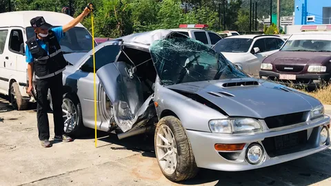 พฐ.เข้าตรวจซากรถ "ปลาวาฬ" พบพังยับด้านคนขับ หวังนำไปประมวลเหตุ