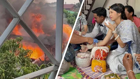 เจ้าสาวไฟไหม้บ้านวันวิวาห์เปิดใจ ทุกอย่างวอดในพริบตา เสียหายราว 5 แสน