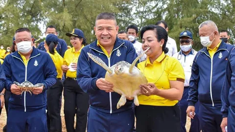 ทร. รวมพลังจัดกิจกรรม "รวมใจภักดิ์-รักษ์เต่า-ทะเลไทย" ปลูกป่าโกงกาง