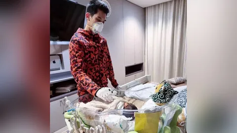 กันต์ แจ้งผลตรวจไม่พบโควิด ใส่ถุงมือ-หน้ากากแน่นหนาเวลาเข้าใกล้ลูก