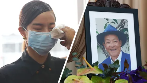 คริส-พลอย สุดเศร้า ทำพิธีรดน้ำศพพ่อ วุ้นเส้น-พอลล่า ให้กำลังใจ
