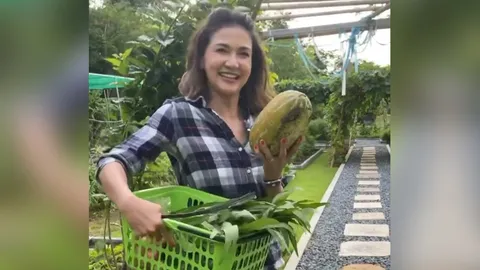 แอน สิเรียม พาชมสวนผักที่บ้าน ตัดแตงไทยปลูกเองไปทาน (คลิป)