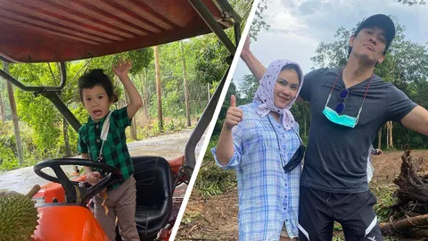 ชาคริต-แอน ลุยทำสวนต่อแม้ฝนตก งานนี้ได้ผ้าอ้อมช่วย น้องโพธิ์ คุมเอง