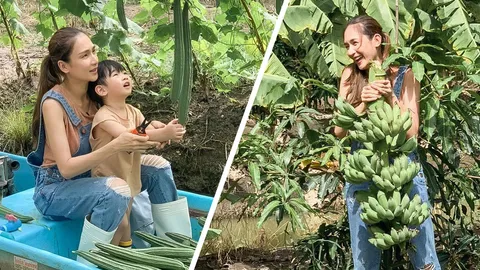 เนย โชติกา รับบทชาวสวน พาลูกเก็บผักผลไม้ปลอดสารพิษกิน 