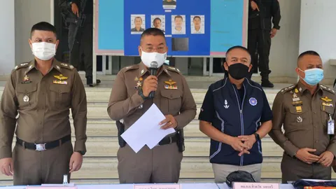 ตร.พัทลุง แถลงจับ 4 คนร้ายฆ่าโหดญาติโยนศพทิ้งทะเล ก่อนคุมตัวทำแผน