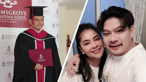 ตั๊ก-นุ้ย สุดภูมิใจยิ้มแก้มปริ น้องภูลูกชายเรียนจบไฮสคูล