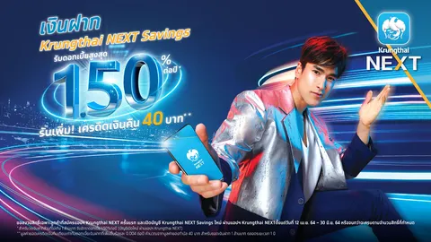 กรุงไทย ชวนเปิดบัญชีออนไลน์ ผ่านแอปฯ Krungthai NEXT ดอกเบี้ยสูงสุด 1.50% ต่อปี