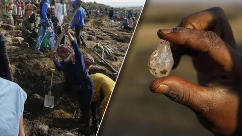 ชาวแอฟริกาใต้ "ตื่นเพชร" แห่ขุดหินปริศนา เชื่อว่ามีมูลค่ามหาศาล