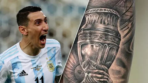 ฉลองความสำเร็จ "ดิ มาเรีย" สักรูปถ้วยแชมป์โคปา อเมริกาที่ต้นขา 