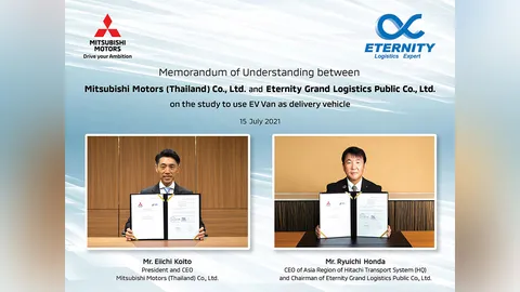 มิตซูบิชิ ลงนามเอ็มโอยูกับอีเทอร์นิตี้ แกรนด์ โลจิสติคส์ นำร่องใช้รถยนต์ไฟฟ้า เพื่อการพาณิชย์