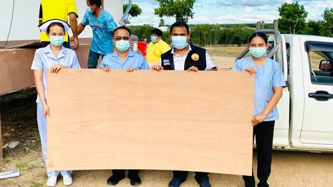 รพ.นิคมพัฒนา จับมือ เทศบาล ต.มาบข่า เสริมฐานเตียงกระดาษรับผู้ป่วยโควิด