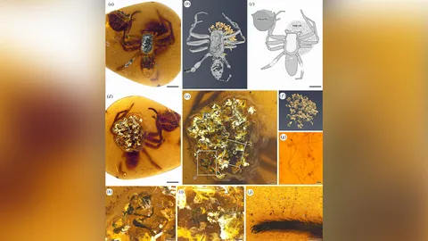 ซากแม่แมงมุมโบราณ ปกป้องไข่ผนึกในอำพัน