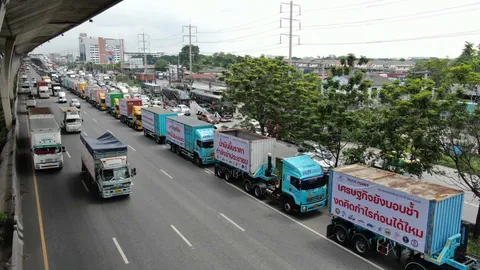 กลุ่มรถบรรทุก เคลื่อนพลทั่วประเทศทั้ง 7 จุด เรียกร้องดีเซลลิตรละ 25 บาท