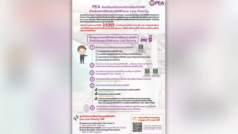 PEA ส่งเสริมหลักเกณฑ์การคิดค่าไฟฟ้าสำหรับสถานีอัดประจุไฟฟ้าแบบ Low Priority