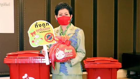 โครงการ ทิ้งถูก ผูกโบแดง โควิดไม่กระจาย จัดการขยะติดเชื้อด้วยวิธีผูกโบสีแดงถุงขยะ