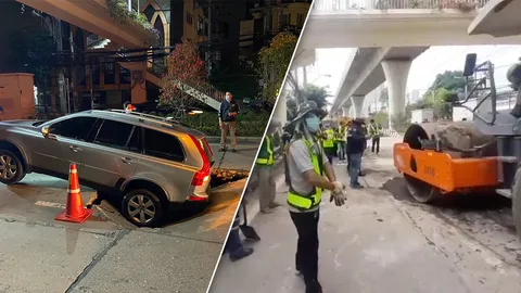 ซ่อมแล้วถนนจรัญสนิทวงศ์ทรุดตัว ผู้ว่าฯ กทม. ทราบเรื่องตั้งแต่เมื่อคืน