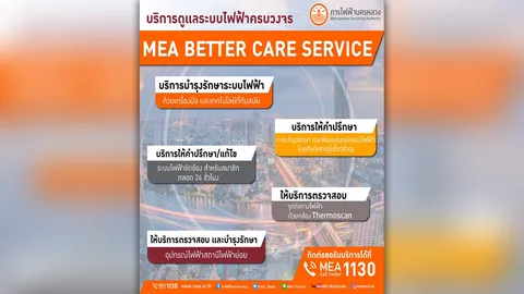 MEA ให้บริการ MEA Better Care Service บริการดูแลระบบไฟฟ้าแบบครบวงจร