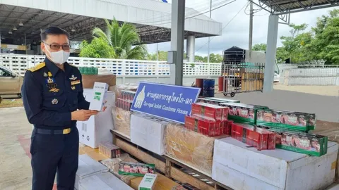 ด่านโก-ลก โชว์จับบุหรี่เถื่อน ลอบขนข้ามแม่น้ำโก-ลก มูลค่ากว่า 4 ล้าน