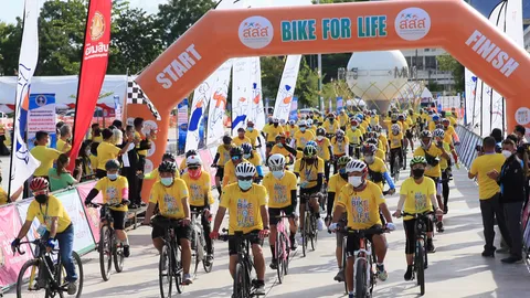 พ่อเมืองจันทบุรีร่วมนำขบวนนักจักรยาน “ปั่นเพื่อสุขภาพ Bike for Life” 