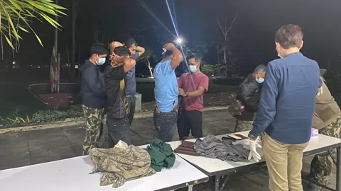 พญาเสือ รวบ 3 พรานป่าพร้อมซากลิงเสน อนาถใช้เถาวัลย์มัดคอลากกับพื้น