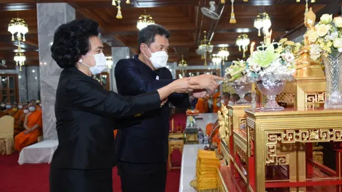 ปลัดมท. นำทำพิธีบำเพ็ญกุศลสวดพระอภิธรรมศพ สมเด็จพระมหารัชมังคลาจารย์