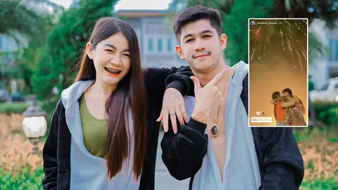 เนเงิน-ครูเบียร์ หวานไม่แผ่วโพสต์ภาพจุ๊บกันใต้แสงพลุ สุดโรแมนติก