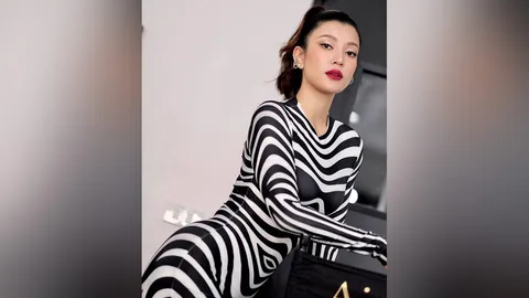 เอมมี่ มรกต สวยปังในชุดเดรสรัดรูปลายม้าลาย แม่หุ่นสวยแซ่บมาก