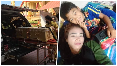 รับศพแม่ทั้งกลมกับลูกชาย จยย.แหกโค้งตายริมสุวรรณภูมิ เผาวัดบางพลีใหญ่กลาง (คลิป)