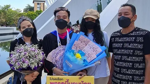 เท่ง เถิดเทิง ร่วมงาน โหงวเฮ้ง รับปริญญา ให้พวงมาลัยธนบัตรเป็นของขวัญ (คลิป)