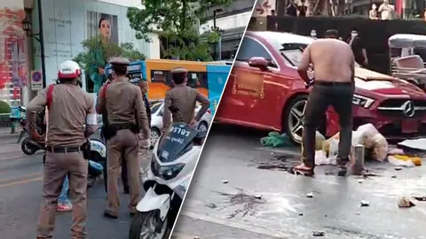 แตกตื่นทั้งถนน หนุ่มขับเบนซ์ป้ายแดง จอดหน้าเซ็นทรัลเวิลด์ ปล่อยงูเห่า