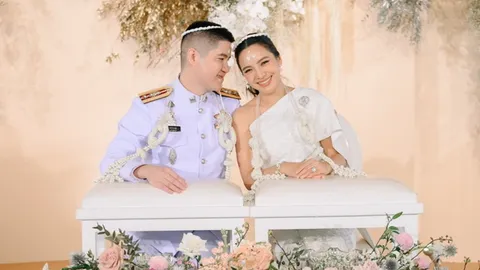 มะปราง วิรากานต์ จูงมือเจ้าบ่าวเข้าประตูวิวาห์สุดหวาน ชุดเจ้าสาวสวยมาก