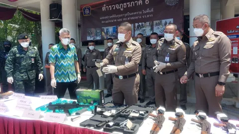 ภูธรภาค 6 จับขบวนการอาวุธสงครามข้ามชาติเตรียมส่ง อูซี่-อาก้า ขายเมียนมา