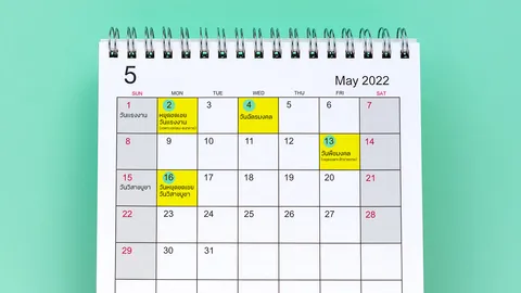 เช็กวันหยุด วันหยุดยาว หยุดราชการ เดือนพฤษภาคม 2565 