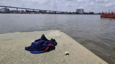 กู้ภัยช่วยงมร่างหญิงวัย 42 ซักผ้าริมเจ้าพระยา ลื่นตกน้ำจมดับที่พระประแดง