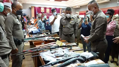 บิ๊กโจ๊ก แถลงผลกวาดล้างอาชญากรรม 7 จว.ใต้ยึดอาวุธกับวัตถุระเบิดได้เพียบ