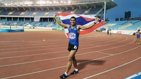 สุดยอด "สุทธิศักดิ์ สิงห์ขรณ์" คว้าเหรียญทองทศกรีฑา ทุบสถิติซีเกมส์