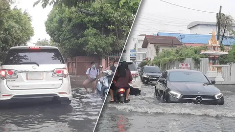 กรุงเทพฯ โกลาหล ฝนถล่มนํ้าท่วมรถติดหนึบ ลาดพร้าว 64 แยก 4 ผ่านลำบาก