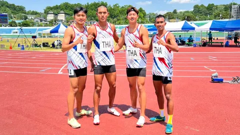 ไต้ฝุ่นชาย 4x100 ทุบสถิติประเทศไทย พุ่งเข้าเส้นชัยอันดับ 1 ลุ้นตั๋วชิงแชมป์โลก (คลิป)