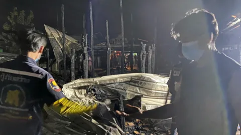 ไฟย่างสดเจ้าของสยองร้านโลงศพ ประธานสภา อบต.รอดหนีได้หวุดหวิด เมียโดดไม่ทัน