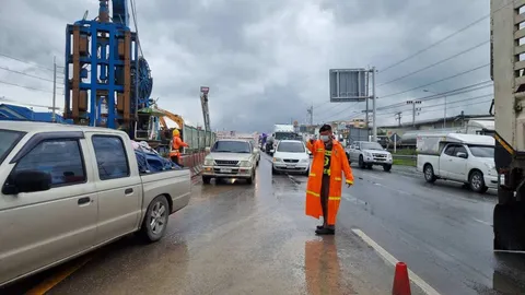 พระราม 2 ขาเข้า กทม.ติดหนึบ ทางหลวงพร้อมเปิดทางพิเศษระบายรถช่วง กม.36