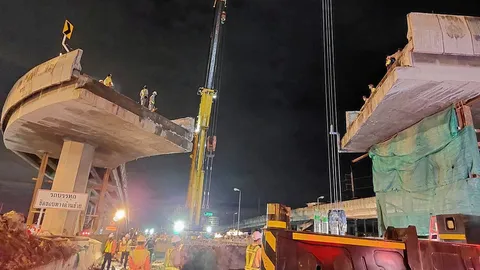 รื้อคานเสร็จ เปิดถนนแล้ว สะพานกลับรถถนนพระราม 2 อีกจุดแผงกั้นหลุดเหล็กยึด