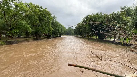 น้ำป่านครนายกล่าสุด คลองมะเดื่อและวังตะไคร้ กระแสเบาลง ลดระดับต่อเนื่อง (คลิป)