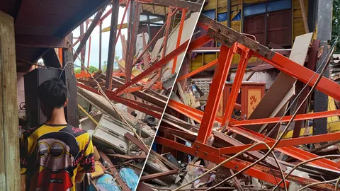 เหตุระทึก ปั้นจั่นขนาดใหญ่ล้มทับบ้านย่านมีนบุรี มีผู้บาดเจ็บ 2 ราย