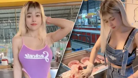 "ตุ๊กตา" แม่ค้าหมูสุดแซ่บ โชว์เต้น สับหมู ดึงลูกค้าอยู่หมัด