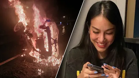 ศพถูกคลอกตายในรถ เป็นนางแบบสาวสวย วัย 34 ปี ขับชนการ์ดเลนไฟลุก