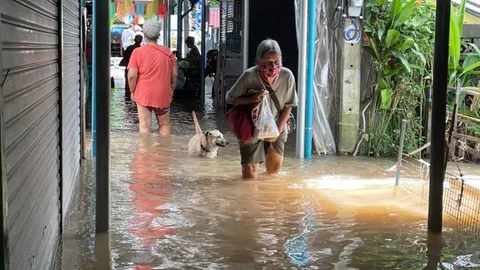 เกาะเกร็ดท่วมแล้ว น้ำเจ้าพระยาเอ่อล้นเพิ่มระดับต่อเนื่อง  